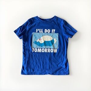 Pokémon Snorlax T-Shirt Youth M 8 I'll Do It Tomorrow Blue Cotton